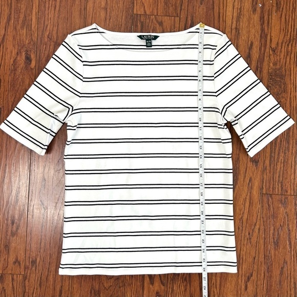 Lauren Ralph Lauren Boatneck Short Sleeve Stripe Cotton T-Shirt Size Extra Large - Picture 12 of 15